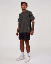 Man wearing Block Heavyweight Oversized Tee  - Onyx-Alloy | Model:Xav | Size:L | Thumbnail Index: 10