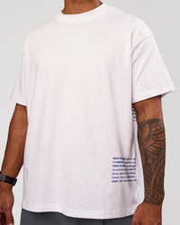 Man wearing Block Heavyweight Oversized Tee  - White-Power Cobalt | Model:Xav | Size:L | Thumbnail Index: 4