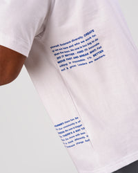 Man wearing Block Heavyweight Oversized Tee  - White-Power Cobalt | Model:Xav | Size:L | Thumbnail Index: 8