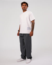 Man wearing Block Heavyweight Oversized Tee  - White-Power Cobalt | Model:Xav | Size:L | Thumbnail Index: 10