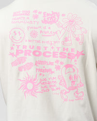 Man wearing Built On Values FLXCotton Oversized Tee - Off White-Pink Rose | Model:Xav | Size:L | Thumbnail Index: 3
