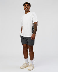 Man wearing Clear Vision Heavyweight FLXCotton Oversized Tee - White-Black | Model:Xav | Size:L | Thumbnail Index: 9