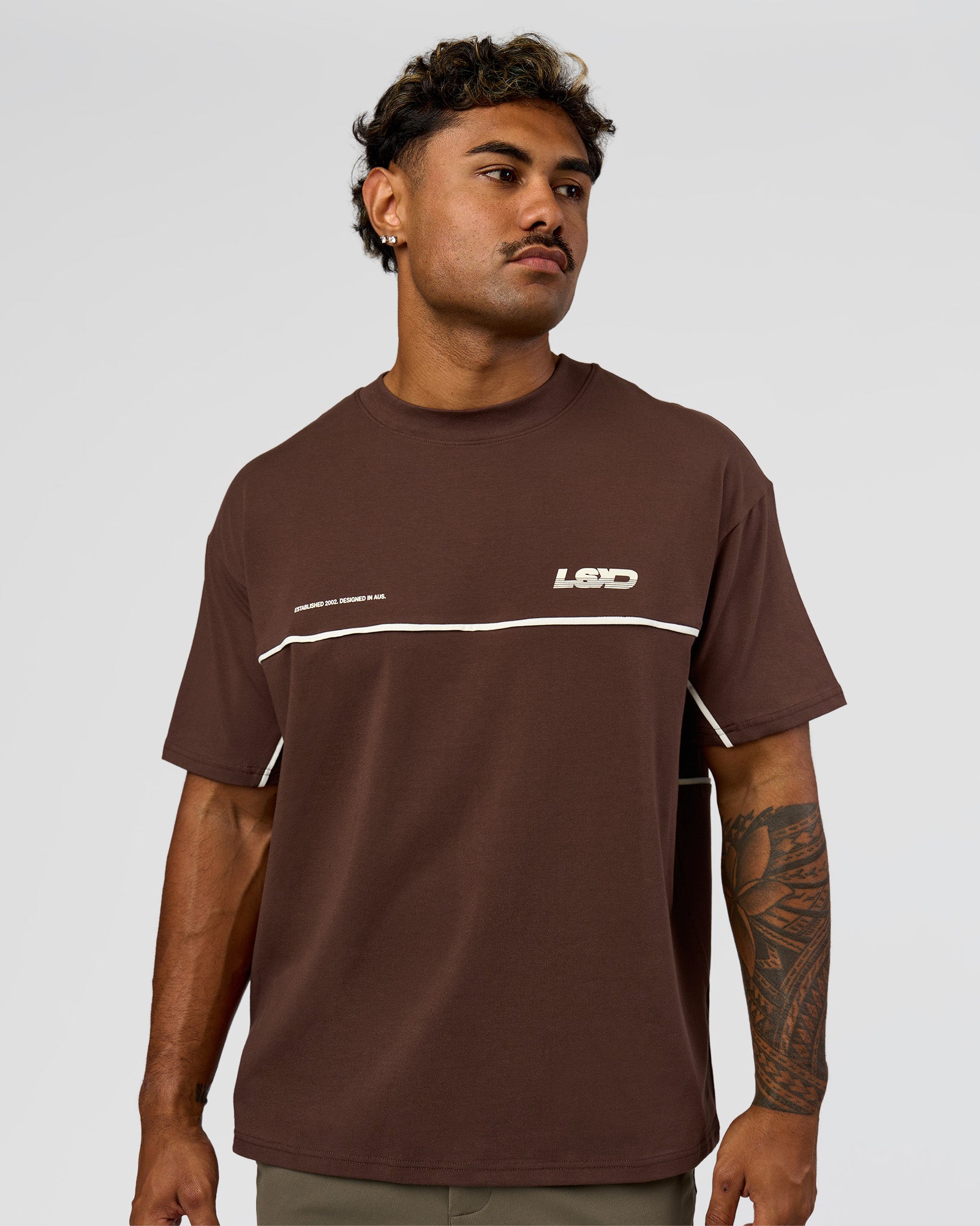 Inline Heavyweight FLXCotton Oversized Tee - Hot Chocolate-Off