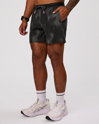 Man wearing Pace 5" Lined Running Short - Bitmap Blur Black | Model:Xav | Size:L | Thumbnail Index: 3