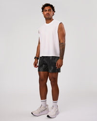 Man wearing Pace 5" Lined Running Short - Bitmap Blur Black | Model:Xav | Size:L | Thumbnail Index: 6