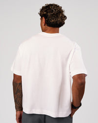 Man wearing Progression Super Heavyweight Boxed Tee - White-Black | Model:Xav | Size:L | Thumbnail Index: 5