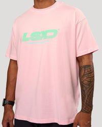 Man wearing Sideline FLXCotton Oversized Tee - Marshmallow-Jelly Mint | Model:Xav | Size:L | Thumbnail Index: 9
