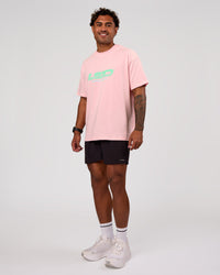Man wearing Sideline FLXCotton Oversized Tee - Marshmallow-Jelly Mint | Model:Xav | Size:L | Thumbnail Index: 12