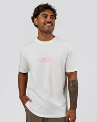 Man wearing SoCal 26 FLXCotton Oversize Tee  - Off White-Pink Rose | Model:Xav | Size:L | Thumbnail Index: 4