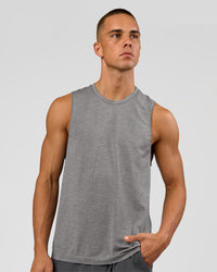 Man wearing AeroFLX+ Seamless Muscle Tank - Dark Storm/Alloy | Model:Albert | Size:M | Thumbnail Index: 0