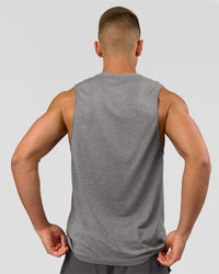 Man wearing AeroFLX+ Seamless Muscle Tank - Dark Storm/Alloy | Model:Albert | Size:M | Thumbnail Index: 3