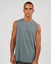 Man wearing Base FLXCotton Tank - Blue Mirage Washed | Model:Albert | Size:M | Thumbnail Index: 1