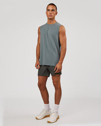 Man wearing Base FLXCotton Tank - Blue Mirage Washed | Model:Albert | Size:M | Thumbnail Index: 2