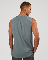 Man wearing Base FLXCotton Tank - Blue Mirage Washed | Model:Albert | Size:M | Thumbnail Index: 3