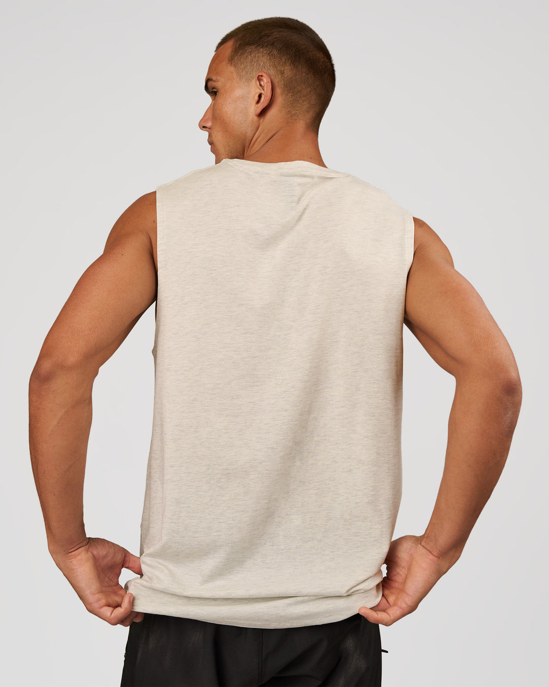Man wearing Base FLXCotton Tank - Silver Marl | Model:Albert | Size:M - view 3