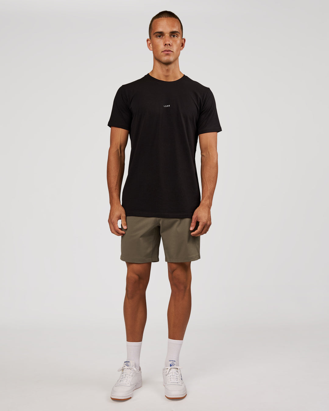 Man wearing Base FLXCotton Tee - Black | Model:Albert | Size:M - view 3