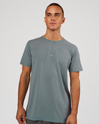 Man wearing Base FLXCotton Tee - Blue Mirage Washed | Model:Albert | Size:M | Thumbnail Index: 0