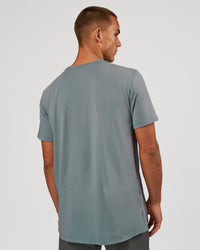 Man wearing Base FLXCotton Tee - Blue Mirage Washed | Model:Albert | Size:M | Thumbnail Index: 2