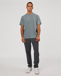 Man wearing Base FLXCotton Tee Oversized - Blue Mirage Washed | Model:Albert | Size:M | Thumbnail Index: 3