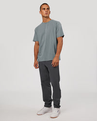 Man wearing Base FLXCotton Tee Oversized - Blue Mirage Washed | Model:Albert | Size:M | Thumbnail Index: 4