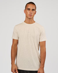 Man wearing Base FLXCotton Tee - Silver Marl | Model:Albert | Size:M | Thumbnail Index: 0