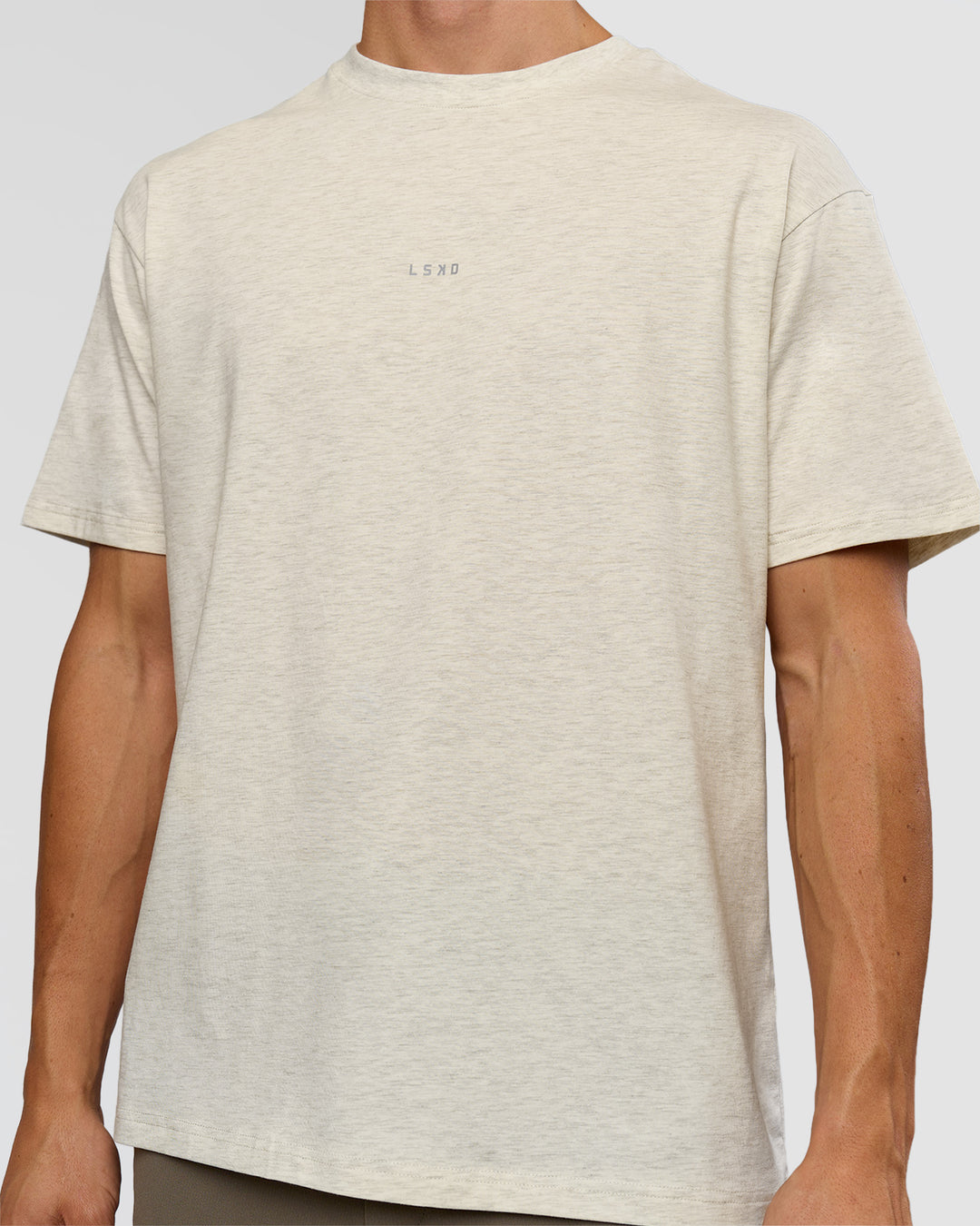 Man wearing Base FLXCotton Tee - Silver Marl | Model:Albert | Size:M - view 4