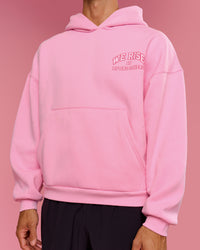 Man wearing BCAM Heavyweight Boxy Hoodie - Pink Rose | Model:Albert | Size:M | Thumbnail Index: 8