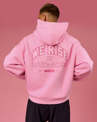 Man wearing BCAM Heavyweight Boxy Hoodie - Pink Rose | Model:Albert | Size:M | Thumbnail Index: 14