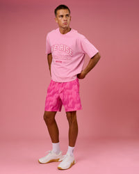 Man wearing BCAM Heavyweight FLXCotton Graphic Boxed Tee - Pink Rose | Model:Albert | Size:M | Thumbnail Index: 15
