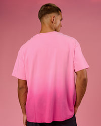 Man wearing BCAM Ombre Heavyweight FLXCotton Oversized Tee  - Pink Rose-Ultra Pink | Model:Albert | Size:M | Thumbnail Index: 4