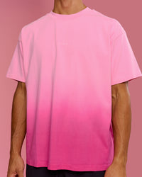 Man wearing BCAM Ombre Heavyweight FLXCotton Oversized Tee  - Pink Rose-Ultra Pink | Model:Albert | Size:M | Thumbnail Index: 7