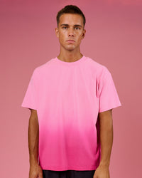 Man wearing BCAM Ombre Heavyweight FLXCotton Oversized Tee  - Pink Rose-Ultra Pink | Model:Albert | Size:M | Thumbnail Index: 10