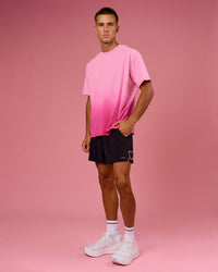 Man wearing BCAM Ombre Heavyweight FLXCotton Oversized Tee  - Pink Rose-Ultra Pink | Model:Albert | Size:M | Thumbnail Index: 16