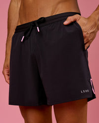 Man wearing BCAM Pace 5" Lined Running Short - Black | Model:Albert | Size:M | Thumbnail Index: 2
