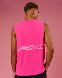 Man wearing BCAM Rep Muscle Training Tank - Ultra Pink | Model:Albert | Size:M | Thumbnail Index: 0