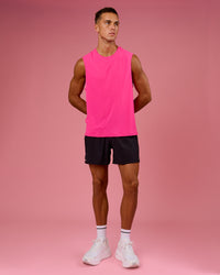 Man wearing BCAM Rep Muscle Training Tank - Ultra Pink | Model:Albert | Size:M | Thumbnail Index: 4