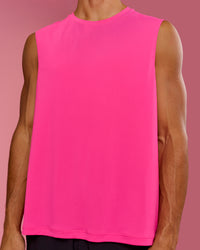 Man wearing BCAM Rep Muscle Training Tank - Ultra Pink | Model:Albert | Size:M | Thumbnail Index: 7