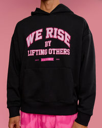 Man wearing BCAM Unisex Oversized Hoodie - Black | Model:Albert | Size:M | Thumbnail Index: 9