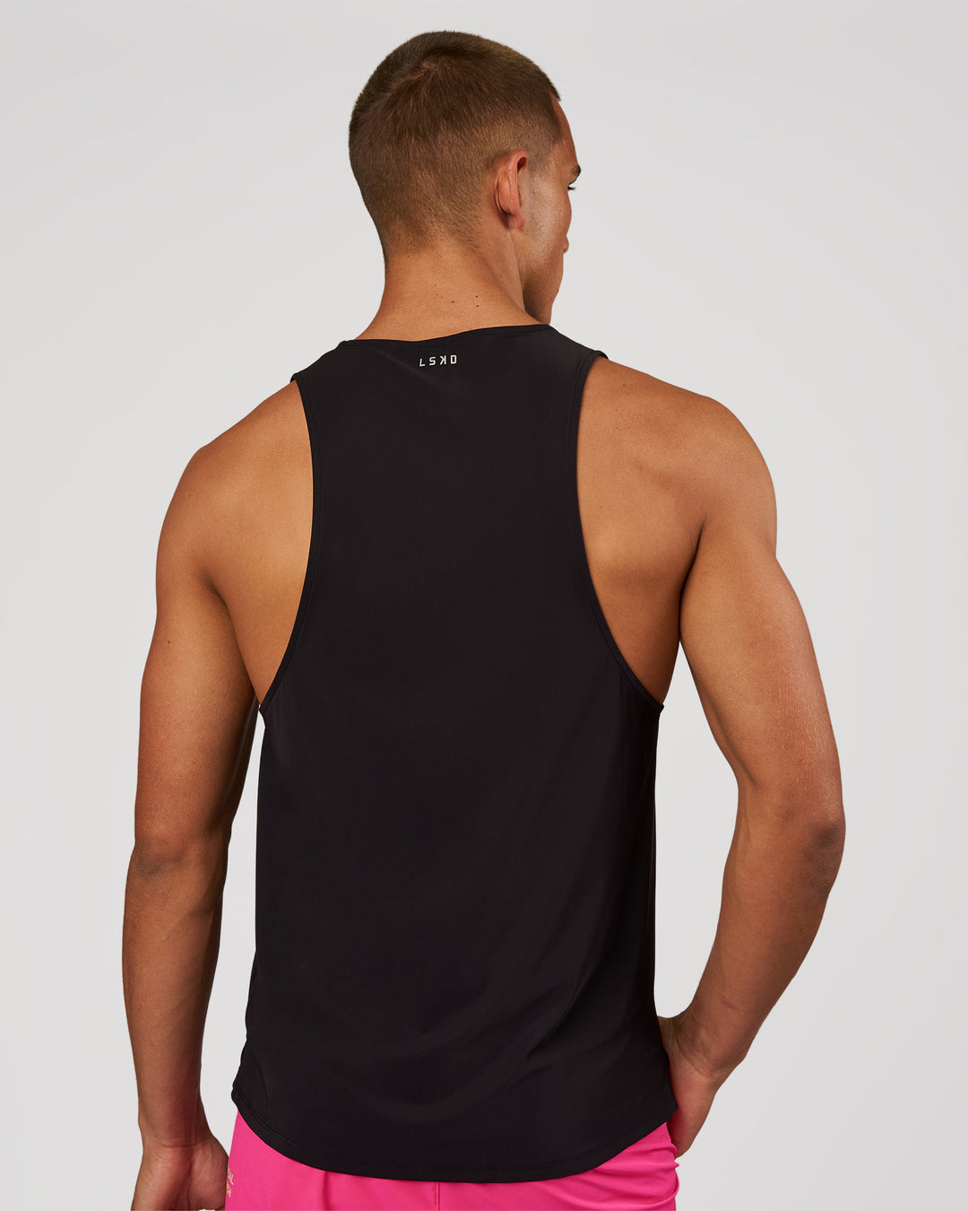 Man wearing Cadence Game Plan Tank - Black | Model:Albert | Size:M - view 4