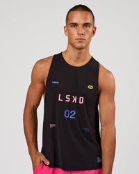 Man wearing Cadence Game Plan Tank - Black | Model:Albert | Size:M | Thumbnail Index: 4