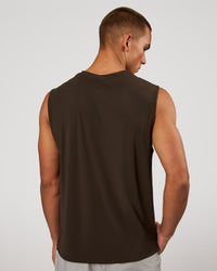 Man wearing Cadence MicroMotion Muscle Tank - Ground Coffee | Model:Albert | Size:M | Thumbnail Index: 2