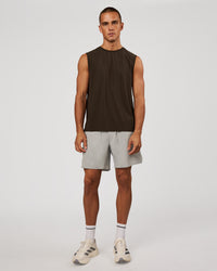 Man wearing Cadence MicroMotion Muscle Tank - Ground Coffee | Model:Albert | Size:M | Thumbnail Index: 3