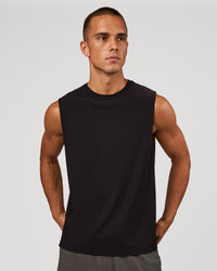 Man wearing Cadence Swift Muscle Tank - Black | Model:Albert | Size:M | Thumbnail Index: 7
