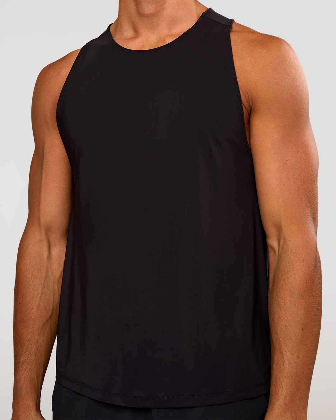 Man wearing Cadence Swift Tank - Black | Model:Albert | Size:M - view 2