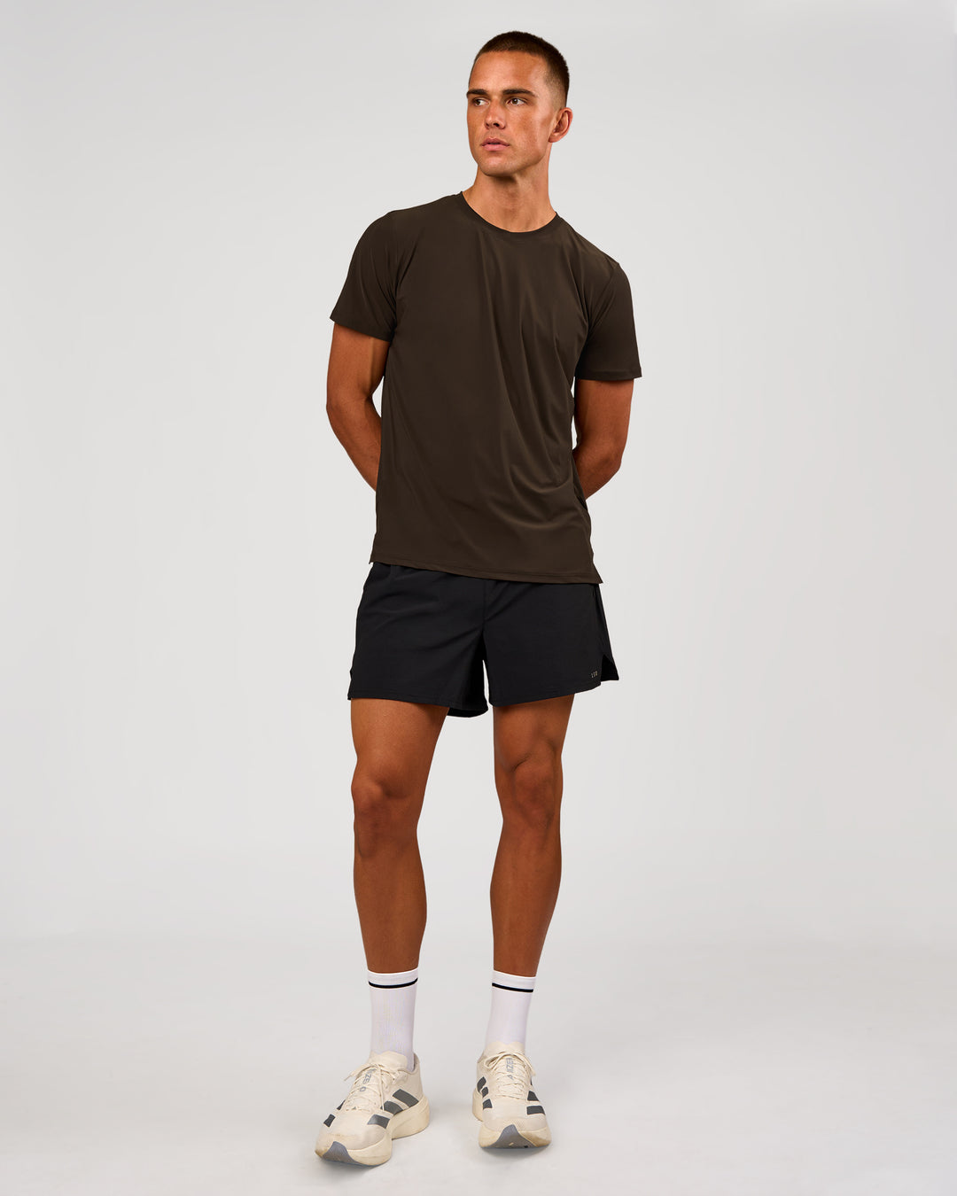 Man wearing Cadence Swift Tee - Ground Coffee | Model:Albert | Size:M - view 4