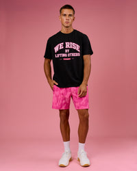 Man wearing BCAM FLXCotton Graphic Oversized Tee - Black | Model:Albert | Size:M | Thumbnail Index: 16