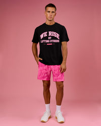Man wearing BCAM FLXCotton Graphic Oversized Tee - Black | Model:Albert | Size:M | Thumbnail Index: 19