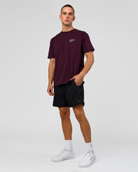 Man wearing Coffee Run FLXCotton Oversized Tee - Cherry Lacquer-Black | Model:Albert | Size:M | Thumbnail Index: 4