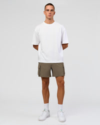 Man wearing Functional Cargo 6" Short - Walnut Grey | Model:Albert | Size:M