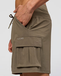 Man wearing Functional Cargo 6" Short - Walnut Grey | Model:Albert | Size:M